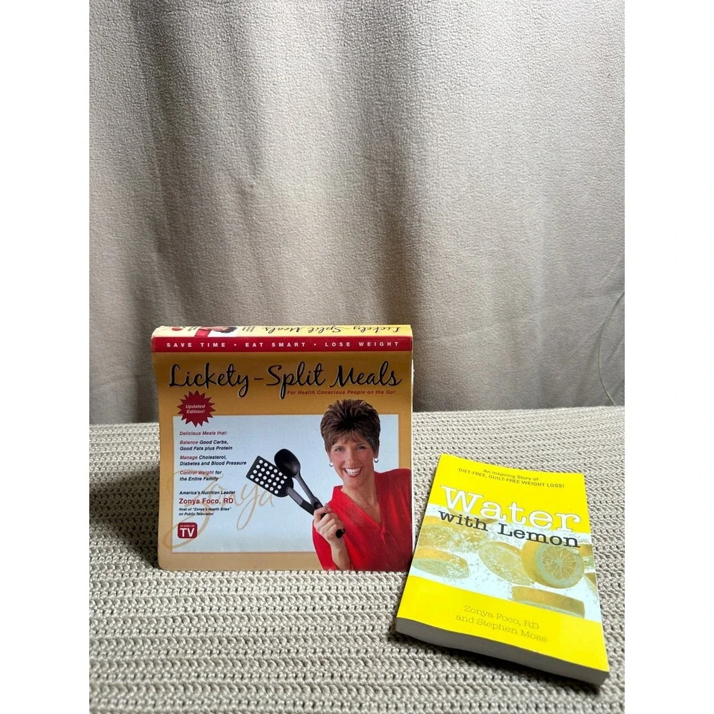 Zonya Foco Lickety-Split Meals Cookbook and Water with Lemon Health Novel Set